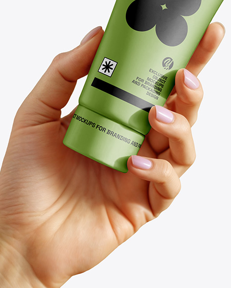 Cosmetic Tube in a Hand Mockup
