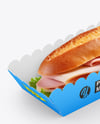 Paper Tray with Sandwich in Paper Sleeve Mockup