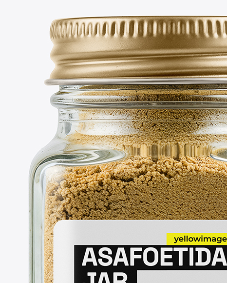 Square Glass Jar with Asafoetida Spice Mockup