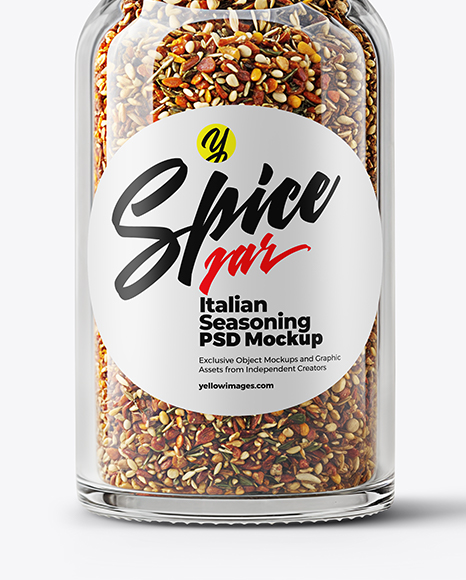 Glass Jar with Italian Seasoning Mockup