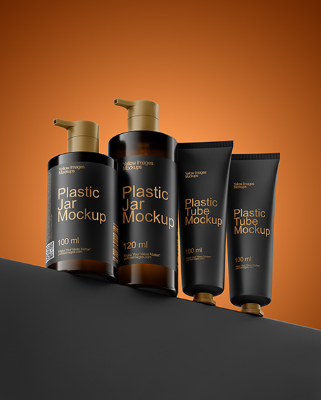 Amber Bottles with Tubes Mockup