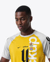Soccer Player Wearing Raglan Jersey and Shorts Mockup