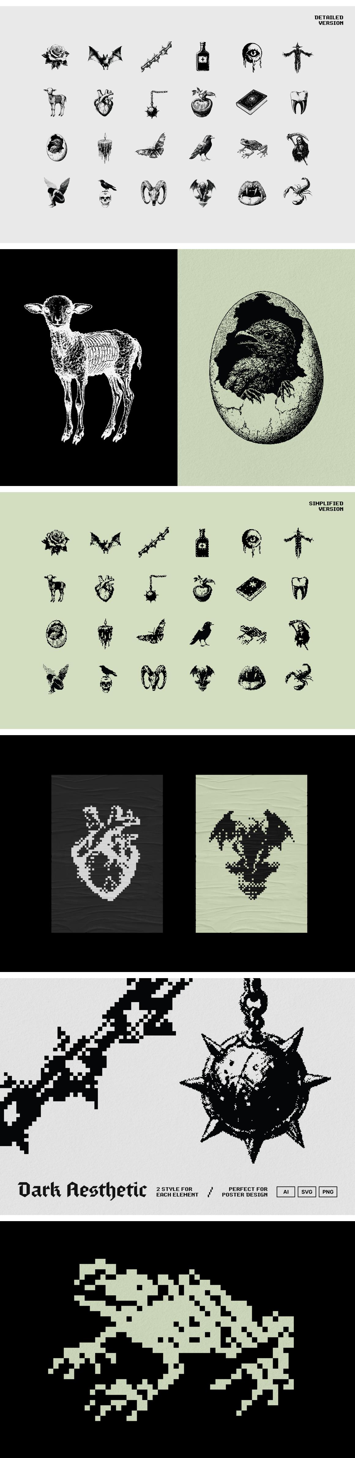 Dark Aesthetic Dithering Graphics