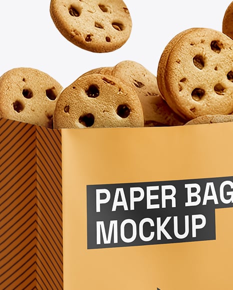 Paper Bag with Cookie Mockup