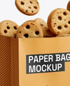 Paper Bag with Cookie Mockup