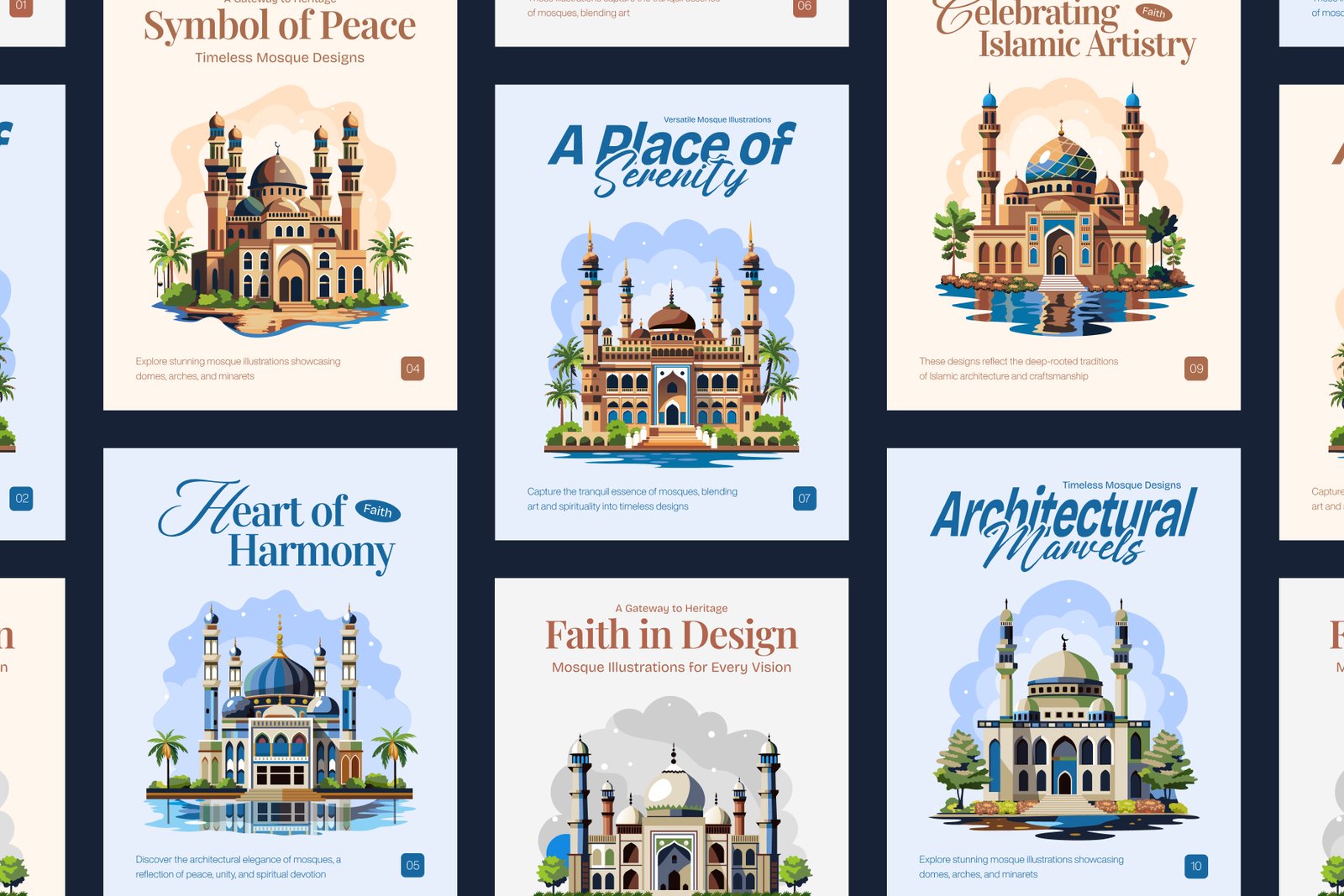 Mosque Illustration Art Set