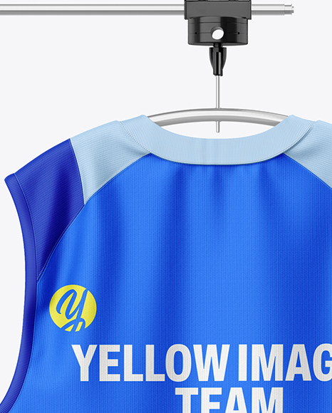 Training Sleeveless Jerseys Hanging in a Studio Mockup