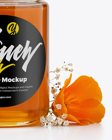 Glass Jar with Wildflower Honey Mockup