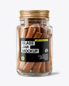 Clear Glass Jar with Cinnamon Sticks Mockup