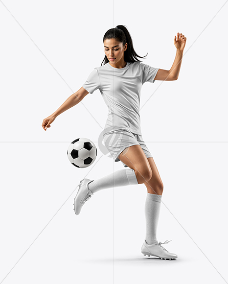 Woman Wearing Soccer Jersey and Shorts Mockup