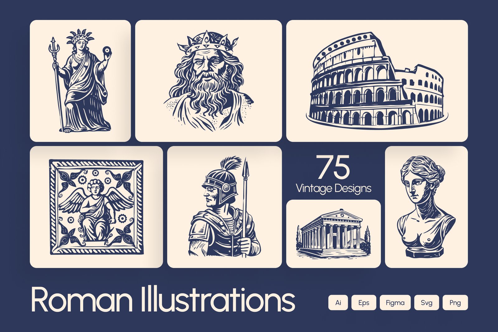 Vintage Roman Icon Set