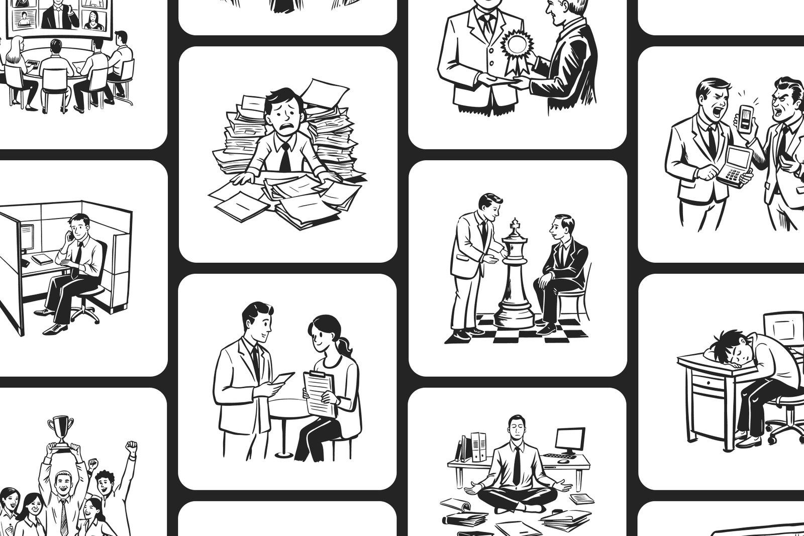 Business Drawing Illustration Set