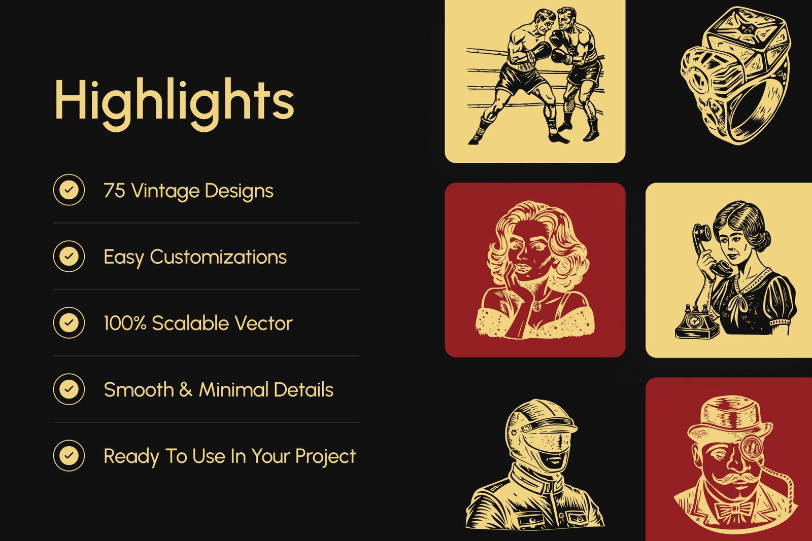 Vintage 20s Style Illustrations Set