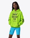 Afro-American Woman Wearing Hoodie and Cycling Shorts Mockup