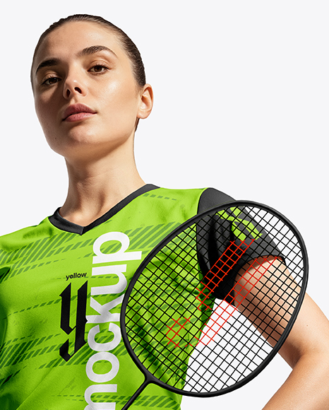 Woman Wearing Badminton Uniform Mockup