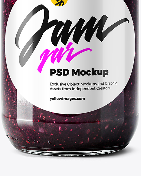 Clear Glass Jar with Black Grape Jam Mockup