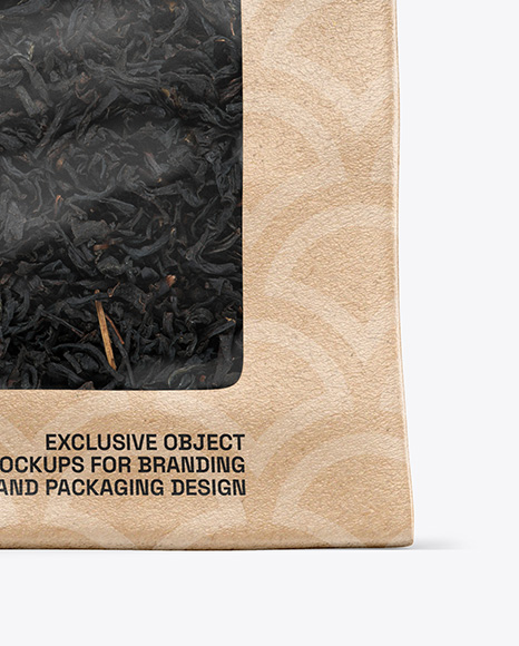 Kraft Pouch w/ Dry Black Tea Mockup
