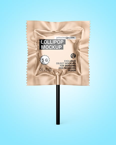 Matte Metallic Lollipop Sachet Mockup