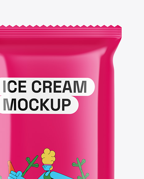Glossy Flow Pack W/ Ice Cream Mockup