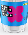 Clear Plastic Dessert Cup with Fork Mockup