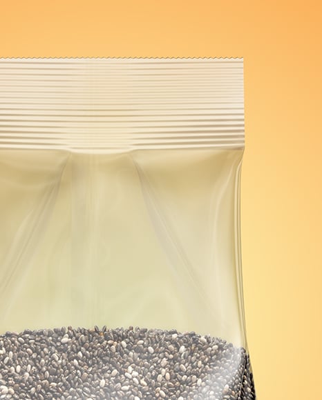 Transparent Package with Chia Seeds Mockup