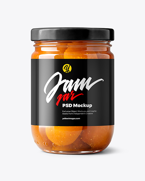 Glass Jar with Apricot Preserves Mockup - Glass can mockup