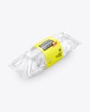 Clear Plastic Flow-Pack with Sandwich in Paper Sleeve Mockup