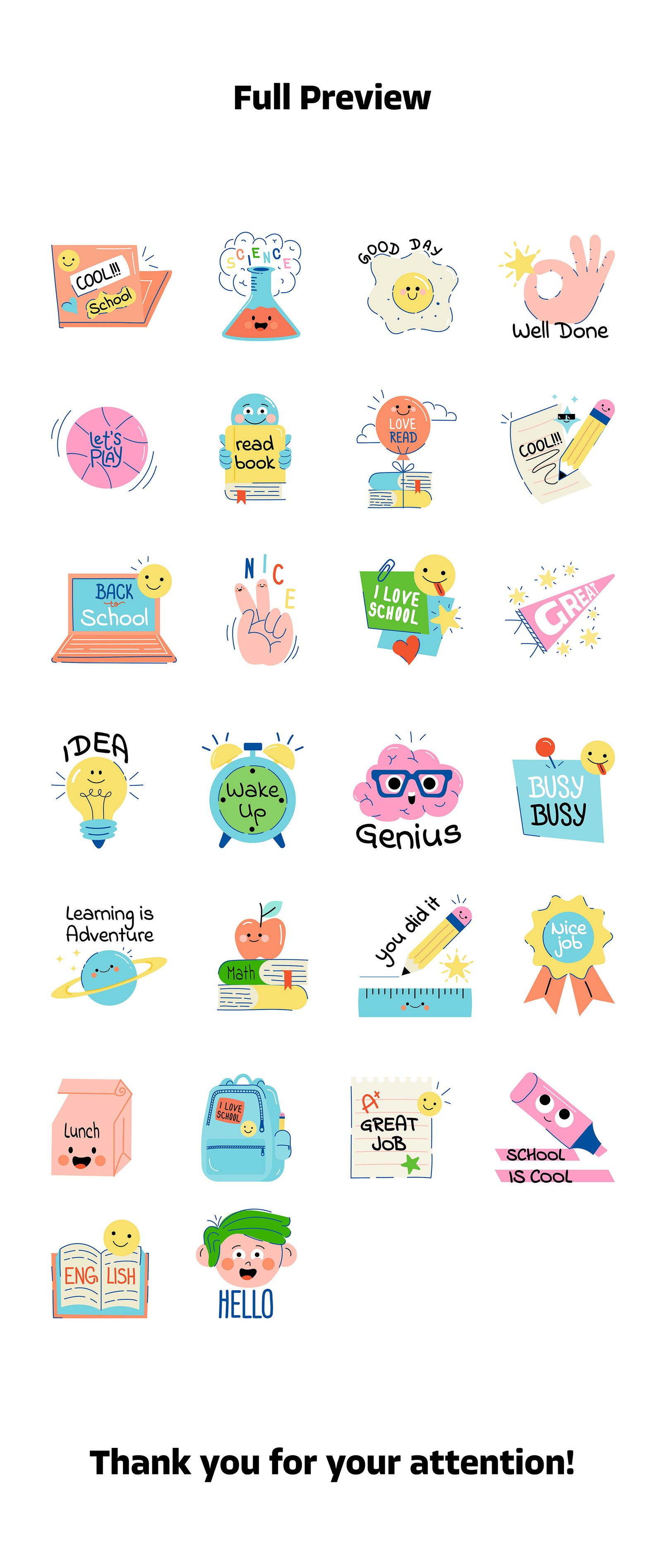 Back to School Sticker Set – Cute Hand-Drawn Icons