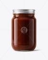 Clear Glass Jar with Barbecue Sauce Mockup