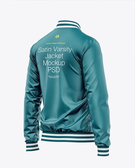Satin Varsity Zip-Up Jacket Mockup - Jacket mockup
