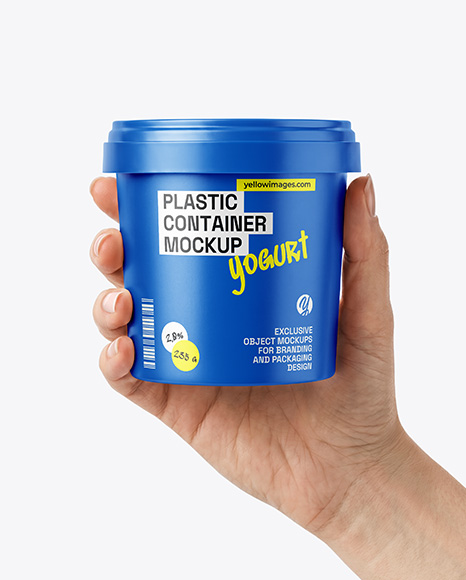 Matte Plastic Container in a Hand Mockup