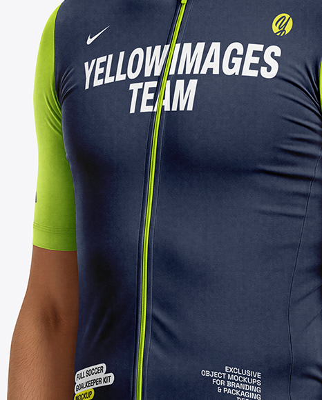 Man Wearing Cycling Jersey and Bib Shorts Mockup