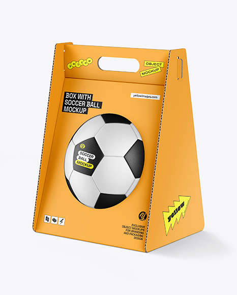 Cardboard Box With Soccer Ball Mockup - Gift box mockup
