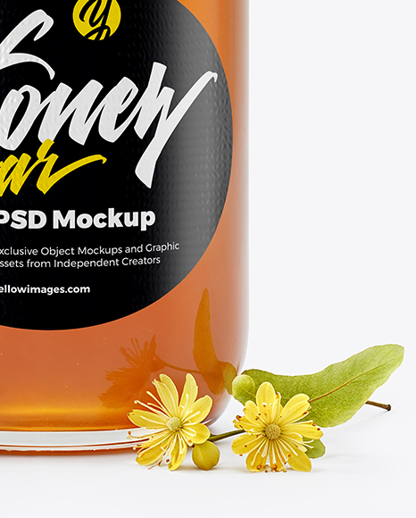 Glass Jar with Linden Honey Mockup
