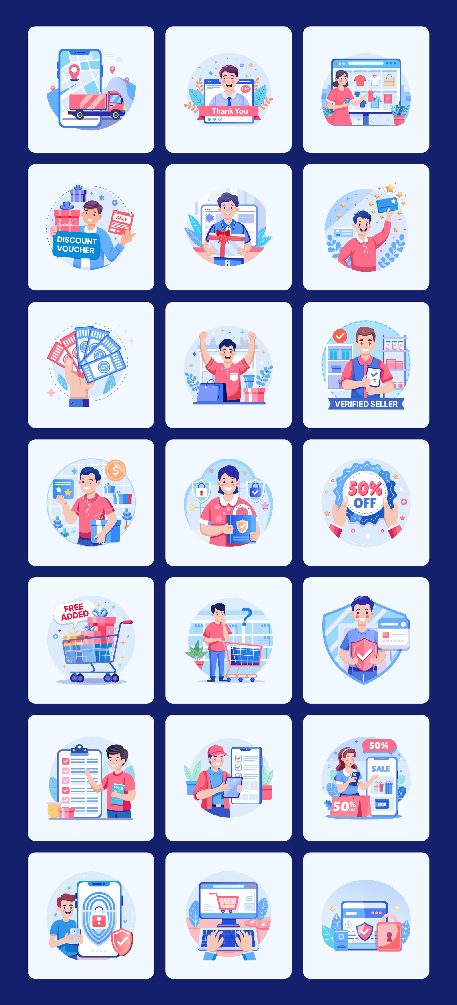 Ecommerce Shopping Illustration Set