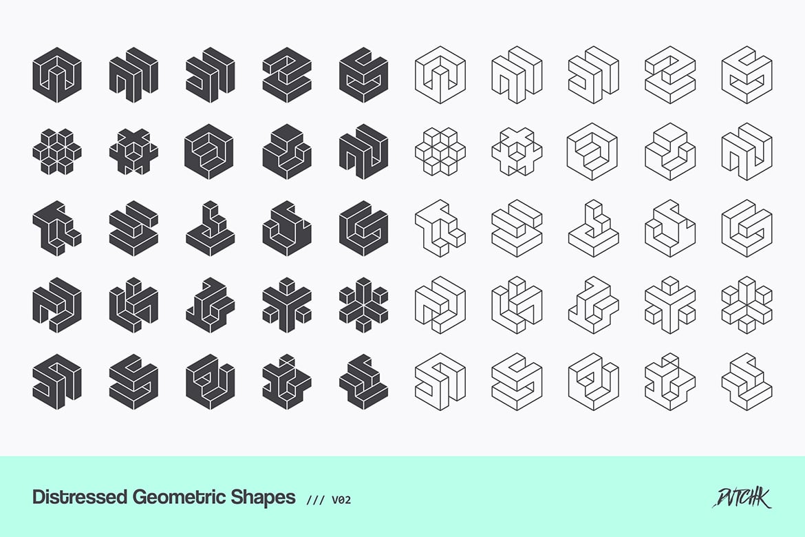 Distressed Geometric Shapes | V02