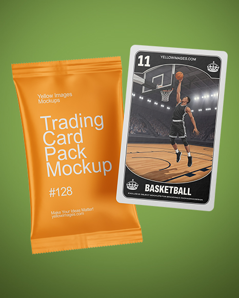 Matte Trading Card Pack with Card Mockup