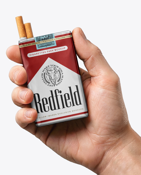Soft Cigarette Pack in a Hand Mockup - Packaging mockups