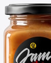 Clear Square Glass Jar with Apple Butter Mockup