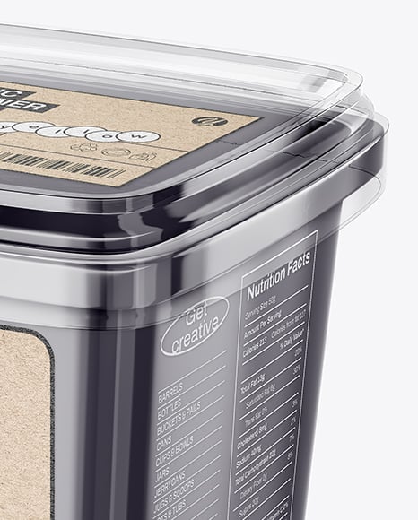 Plastic Food Container with Transparent Lid Mockup