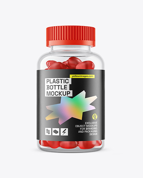 Plastic Bottle with Gummies Mockup