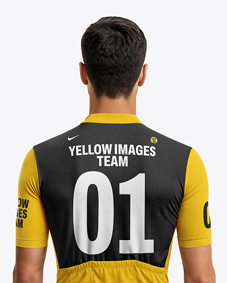 Man Wearing Cycling Jersey and Bib Shorts Mockup