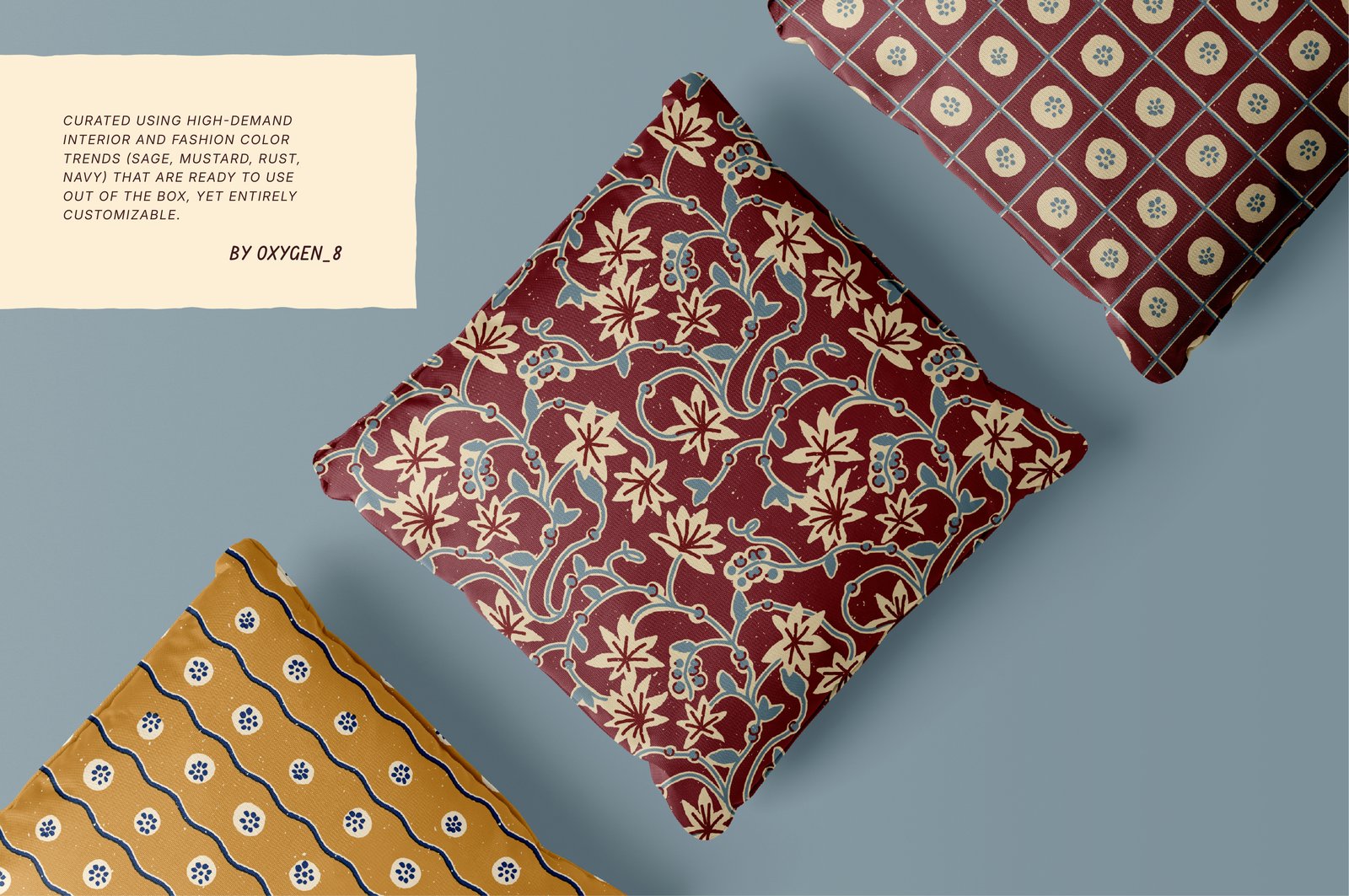 Block Print. Seamless Patterns