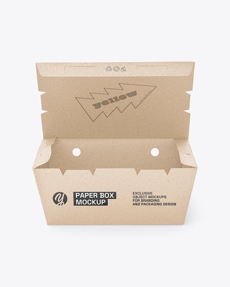 Opened Kraft Paper Food Box Mockup