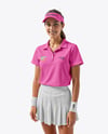 Young Woman Wearing Polo Shirt and Tennis Skirt Mockup