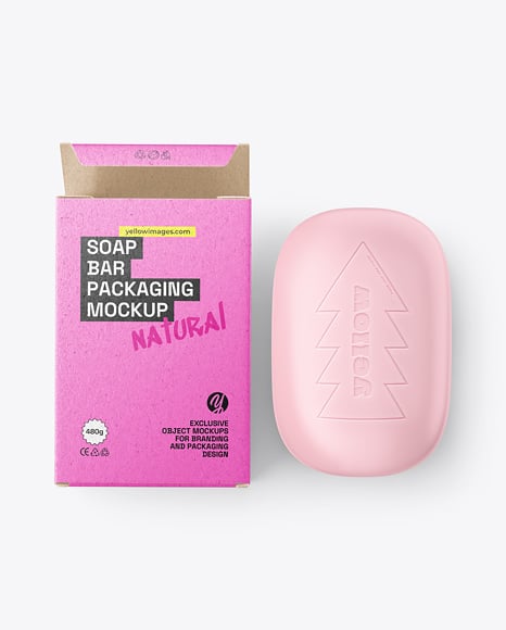 Soap Bar with Kraft Paper Box Mockup