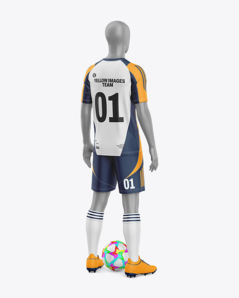 Training Short Sleeve Full Soccer Kit Mockup – Back Half Side View