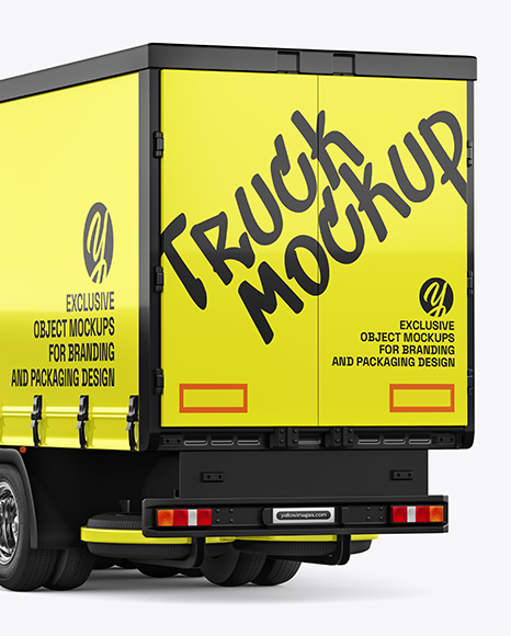 Semi Trailer Truck Mockup - Back Half Side View