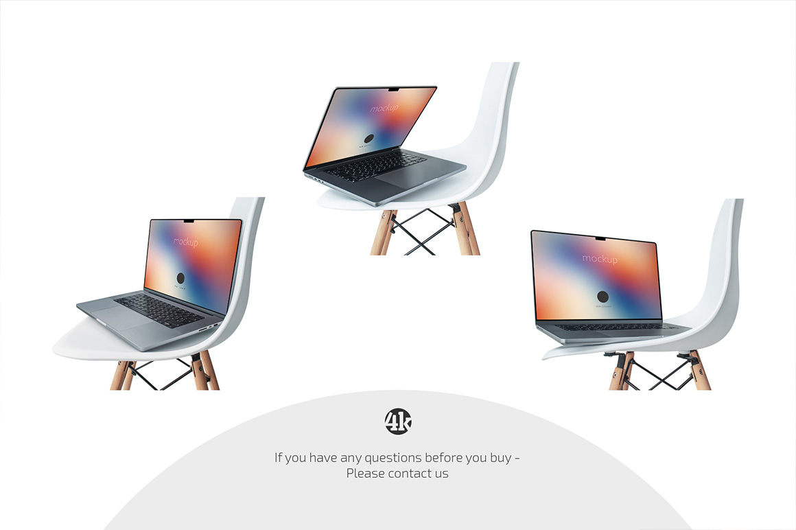 Macbook on Chair Mockup Set
