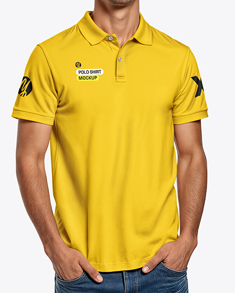 Young Man Wearing Polo Shirt and Baseball Cap Mockup